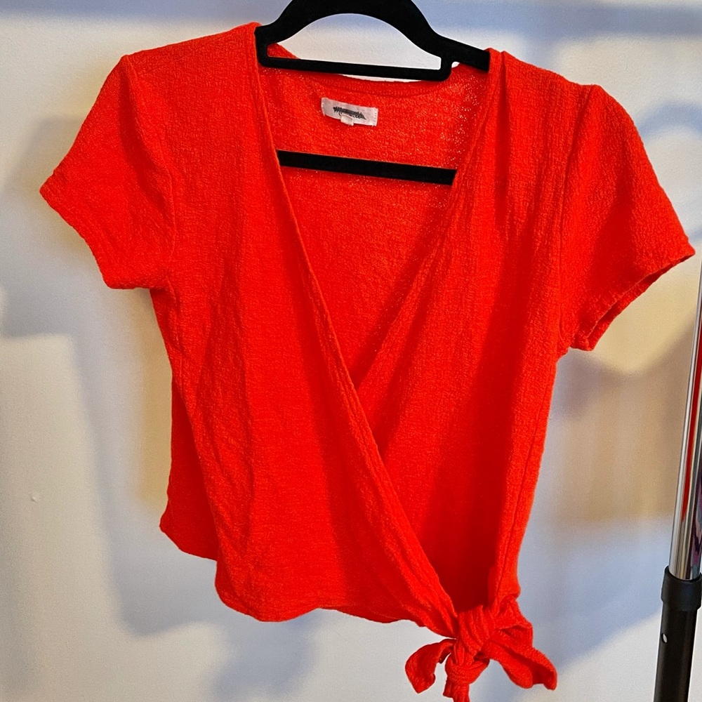 MADEWELL wrap tie front top - size S